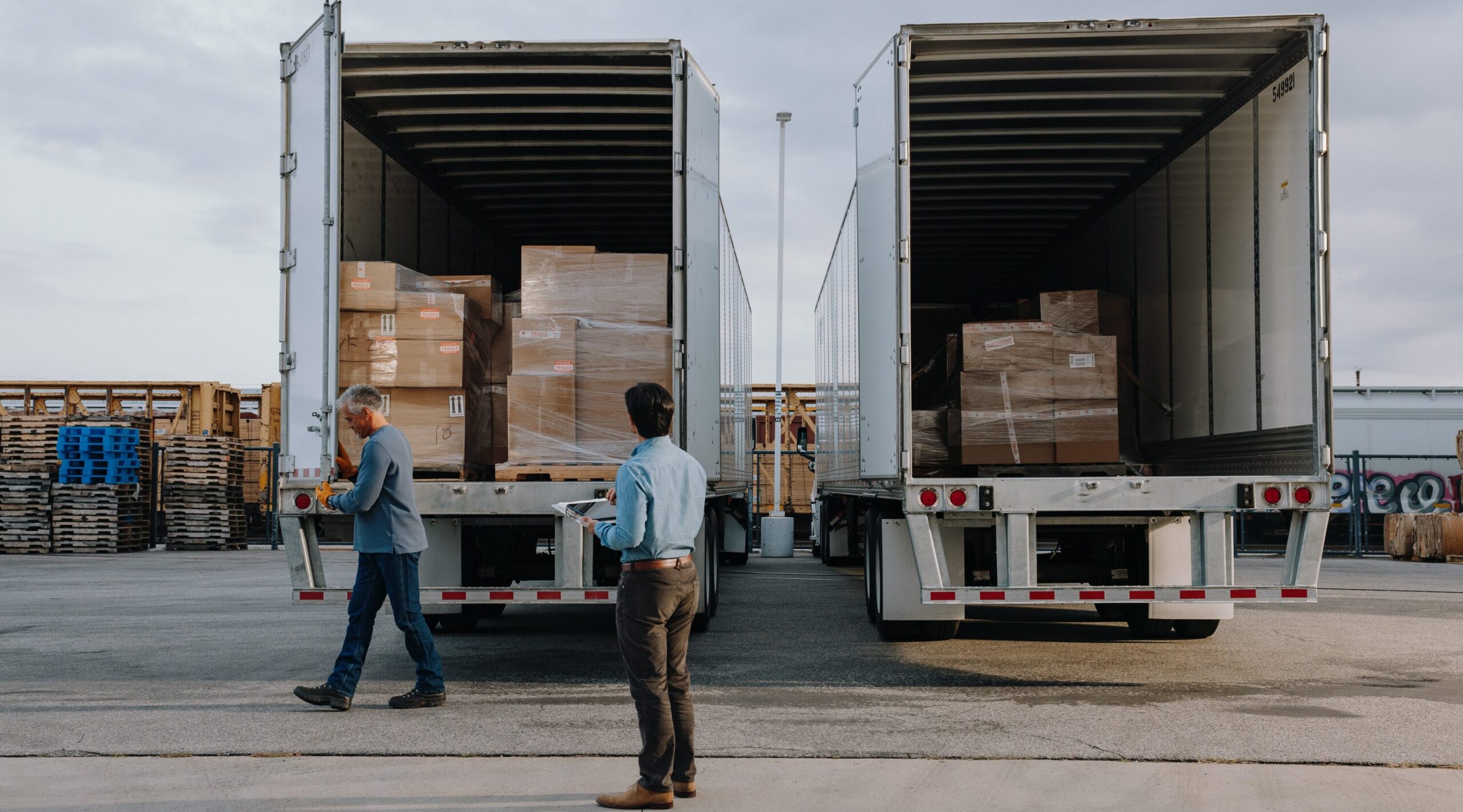This image shows what LTL freight is being loaded onto a truck.